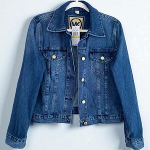 Michael Kors NWT‎ Medium Wash Denim Trucker Style Button Down Jacket Size Medium